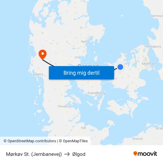 Mørkøv St. (Jernbanevej) to Ølgod map