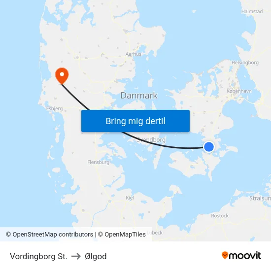 Vordingborg St. to Ølgod map