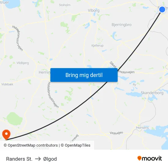 Randers St. to Ølgod map