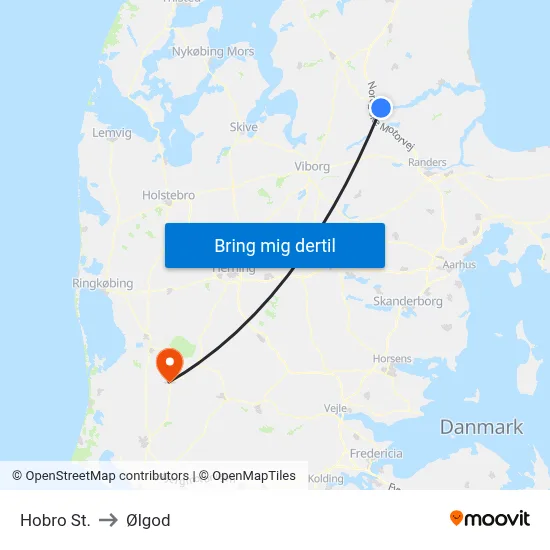 Hobro St. to Ølgod map