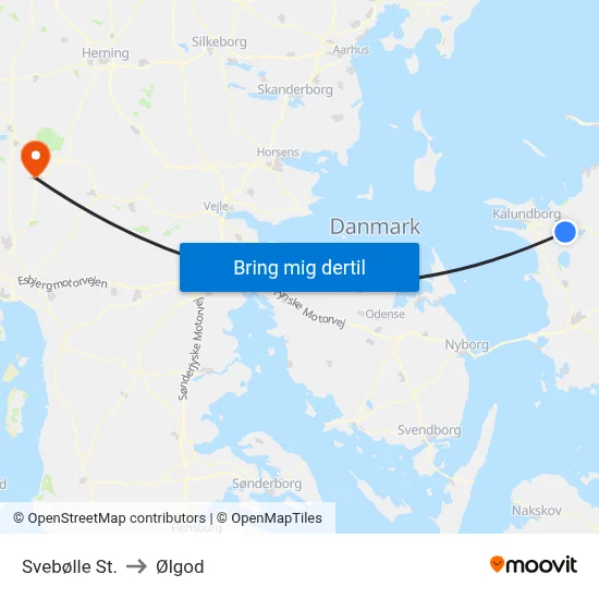 Svebølle St. to Ølgod map