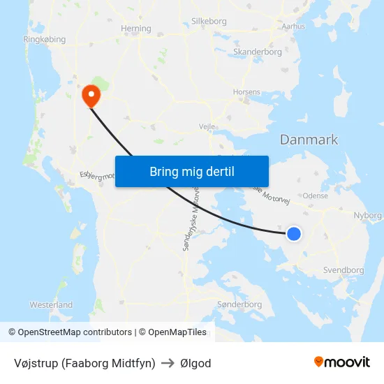 Vøjstrup (Faaborg Midtfyn) to Ølgod map