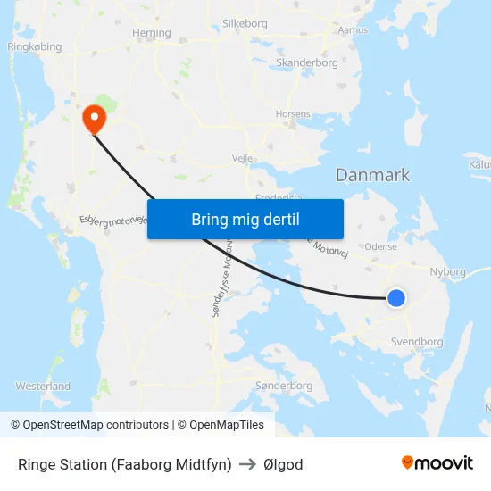 Ringe Station (Faaborg Midtfyn) to Ølgod map
