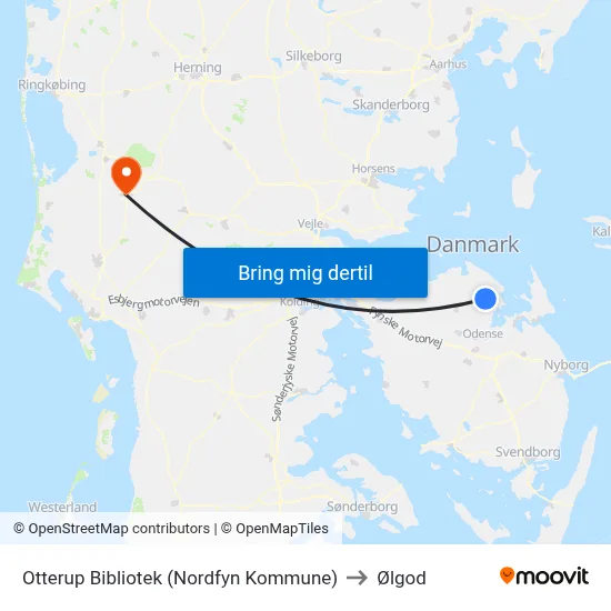 Otterup Bibliotek (Nordfyn Kommune) to Ølgod map