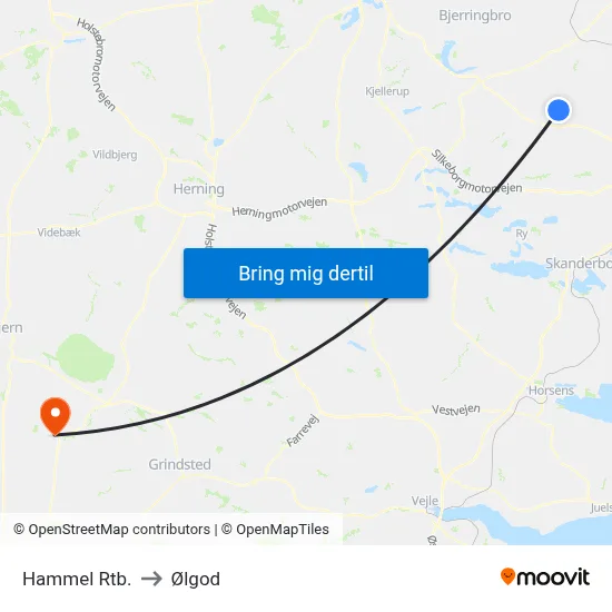 Hammel Rtb. to Ølgod map