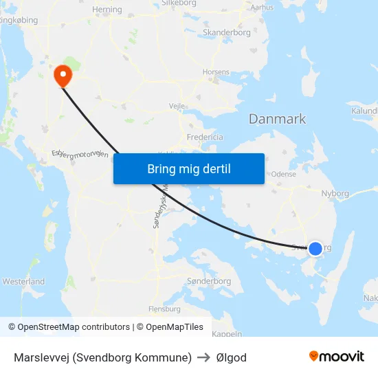 Marslevvej (Svendborg Kommune) to Ølgod map