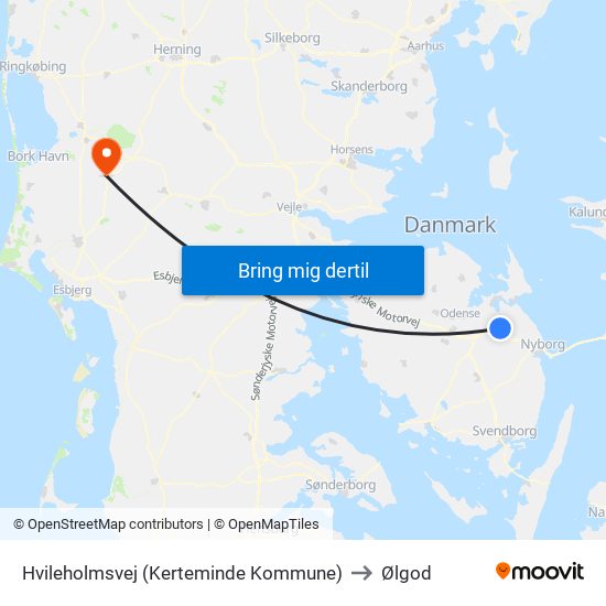 Hvileholmsvej (Kerteminde Kommune) to Ølgod map