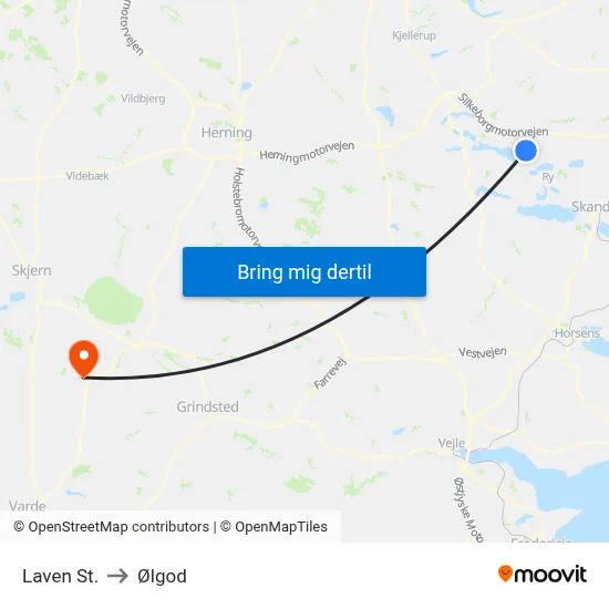 Laven St. to Ølgod map