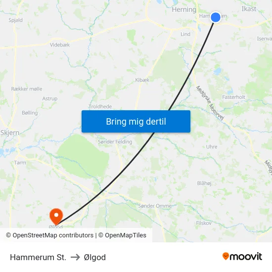 Hammerum St. to Ølgod map
