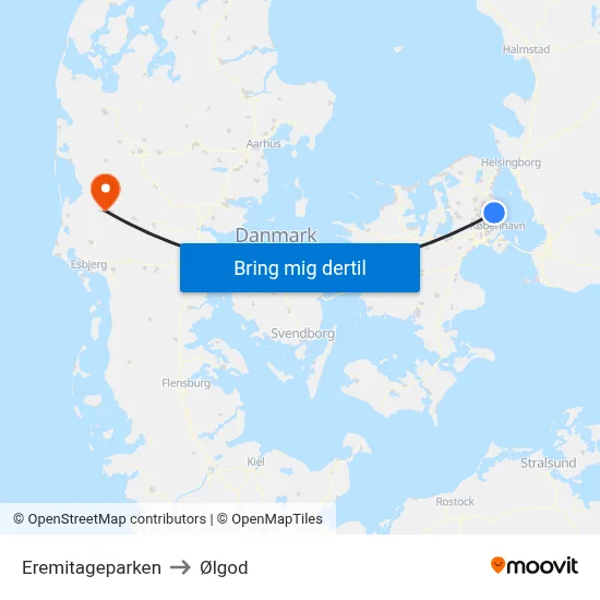 Eremitageparken to Ølgod map