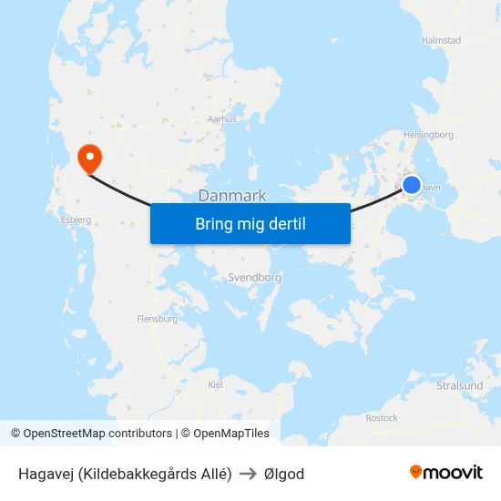 Hagavej (Kildebakkegårds Allé) to Ølgod map