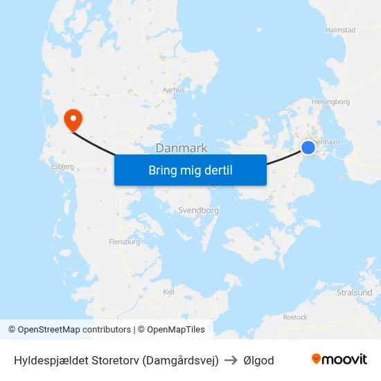 Hyldespjældet Storetorv (Damgårdsvej) to Ølgod map