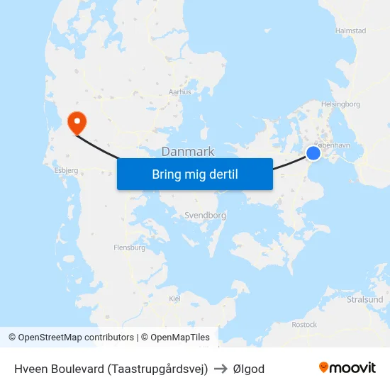 Hveen Boulevard (Taastrupgårdsvej) to Ølgod map