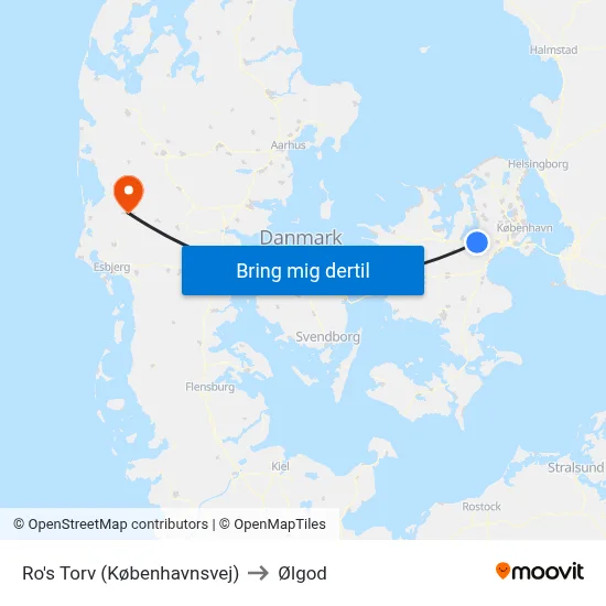 Ro's Torv (Københavnsvej) to Ølgod map