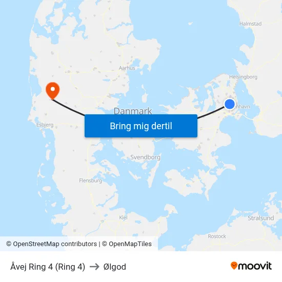 Åvej Ring 4 (Ring 4) to Ølgod map