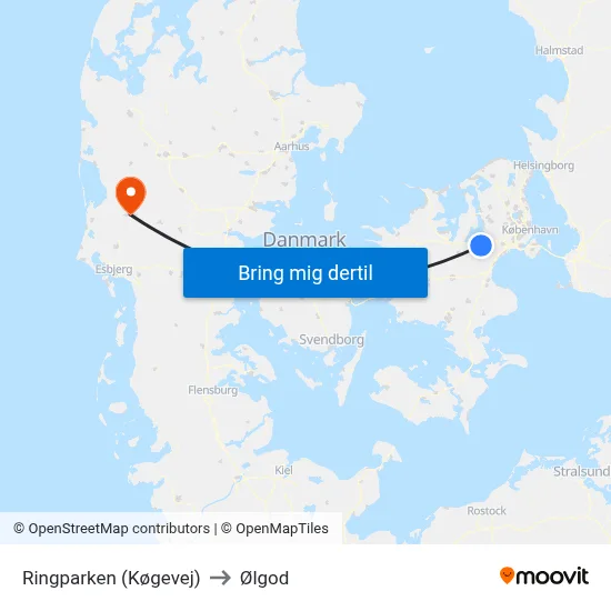 Ringparken (Køgevej) to Ølgod map