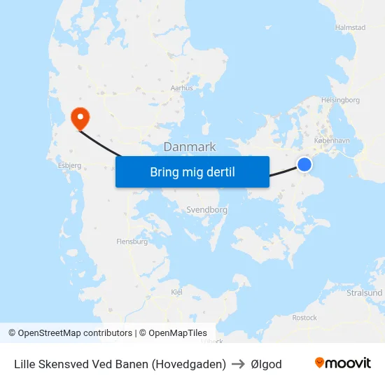 Lille Skensved Ved Banen (Hovedgaden) to Ølgod map