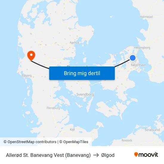 Allerød St. Banevang Vest (Banevang) to Ølgod map