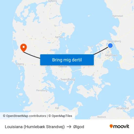 Louisiana (Humlebæk Strandvej) to Ølgod map