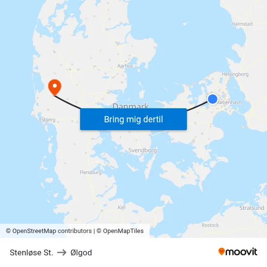 Stenløse St. to Ølgod map