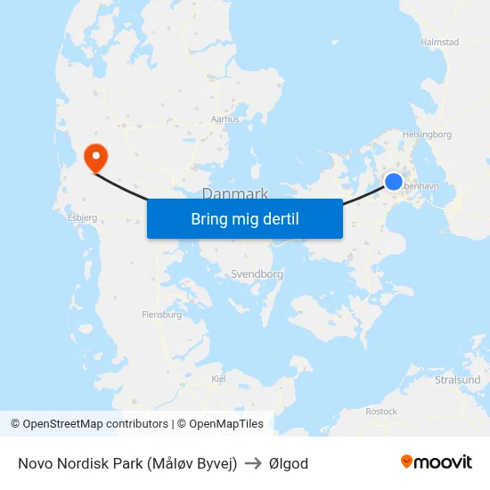 Novo Nordisk Park (Måløv Byvej) to Ølgod map