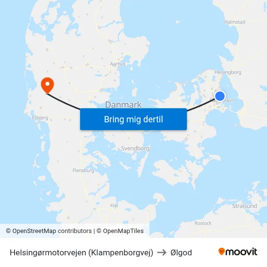 Helsingørmotorvejen (Klampenborgvej) to Ølgod map