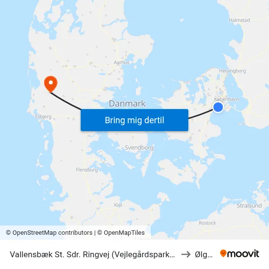 Vallensbæk St. Sdr. Ringvej (Vejlegårdsparken) to Ølgod map