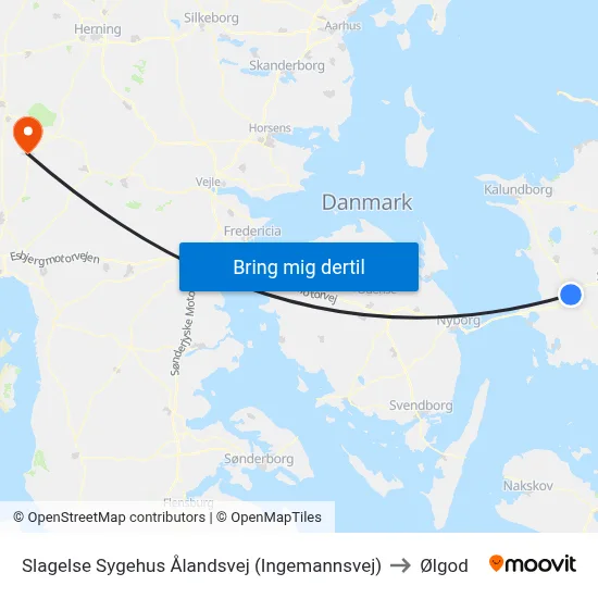 Slagelse Sygehus Ålandsvej (Ingemannsvej) to Ølgod map