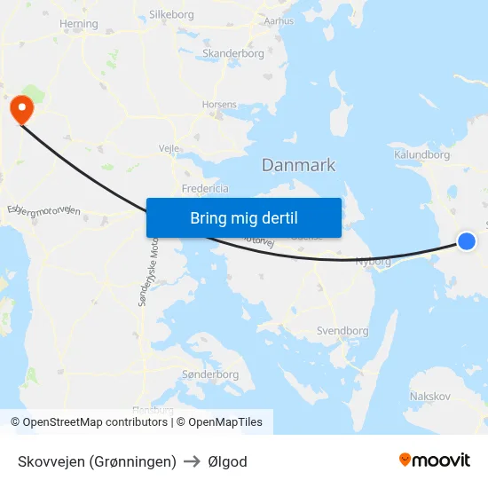 Skovvejen (Grønningen) to Ølgod map