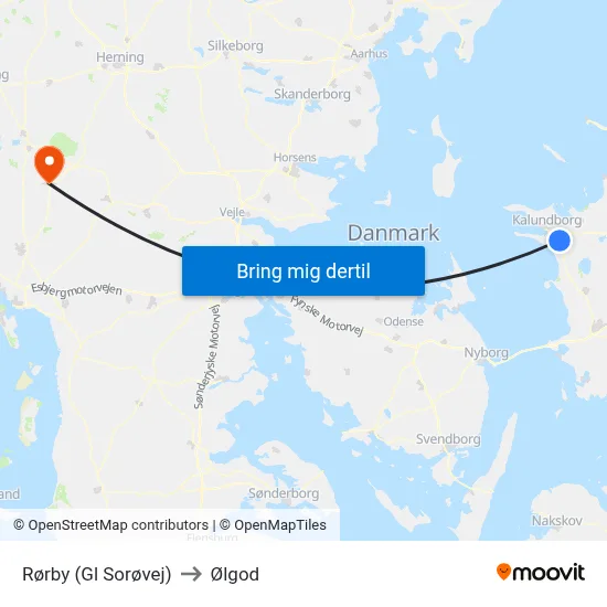 Rørby (Gl Sorøvej) to Ølgod map