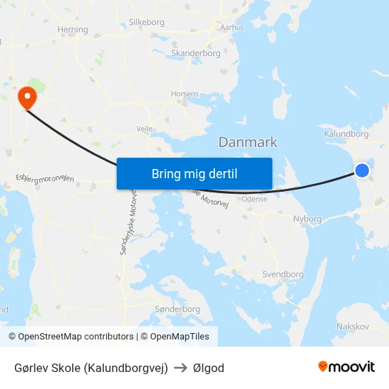 Gørlev Skole (Kalundborgvej) to Ølgod map
