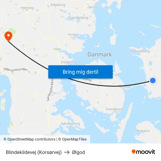 Blindekildevej (Korsørvej) to Ølgod map