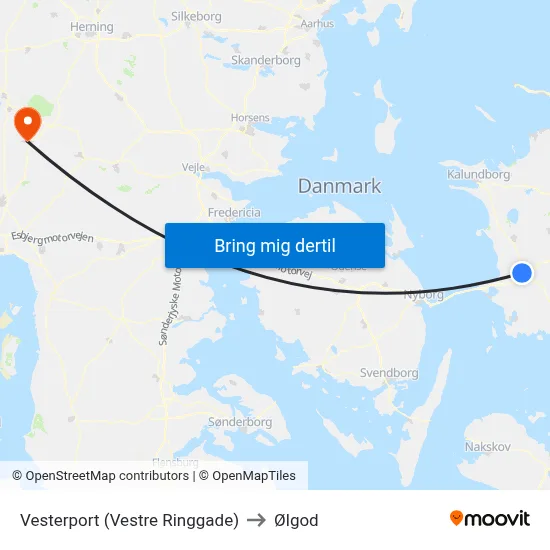 Vesterport (Vestre Ringgade) to Ølgod map