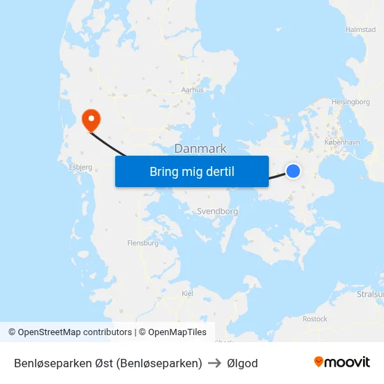 Benløseparken Øst (Benløseparken) to Ølgod map
