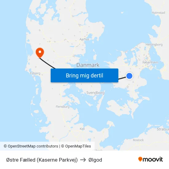 Østre Fælled (Kaserne Parkvej) to Ølgod map