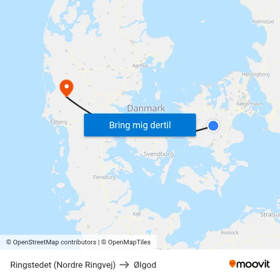 Ringstedet (Nordre Ringvej) to Ølgod map