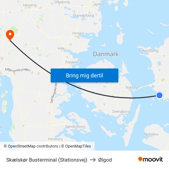 Skælskør Busterminal (Stationsvej) to Ølgod map