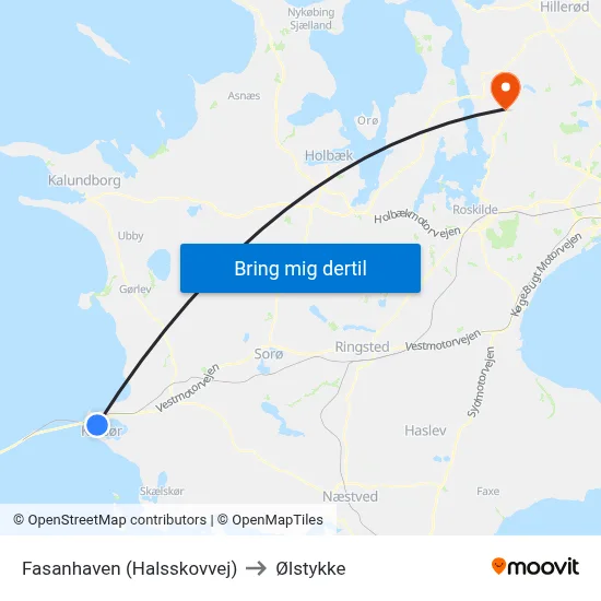 Fasanhaven (Halsskovvej) to Ølstykke map