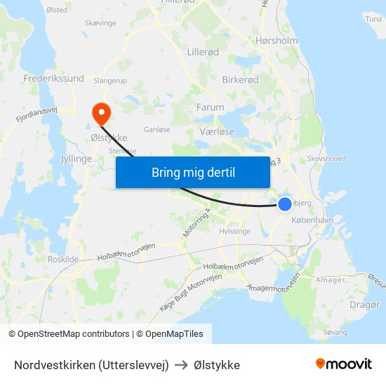 Nordvestkirken (Utterslevvej) to Ølstykke map