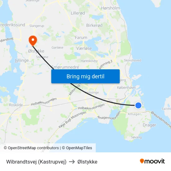 Wibrandtsvej (Kastrupvej) to Ølstykke map
