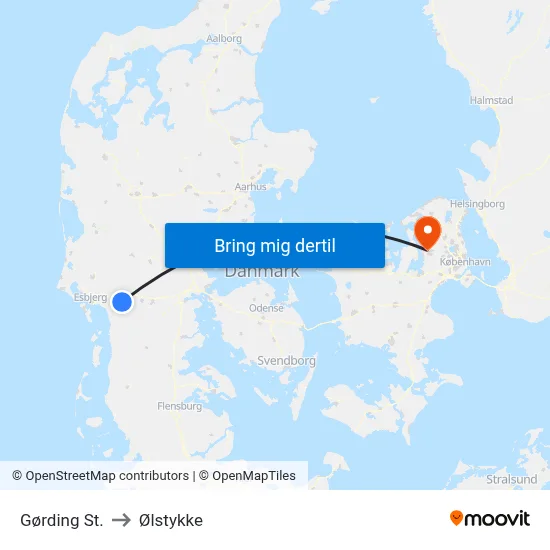 Gørding St. to Ølstykke map