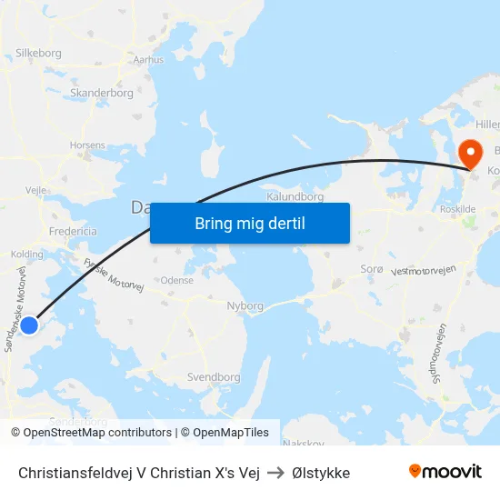 Christiansfeldvej V Christian X's Vej to Ølstykke map
