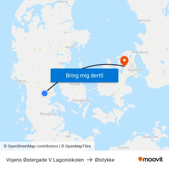 Vojens Østergade V Lagoniskolen to Ølstykke map