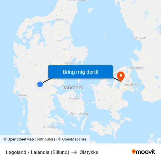 Legoland / Lalandia (Billund) to Ølstykke map