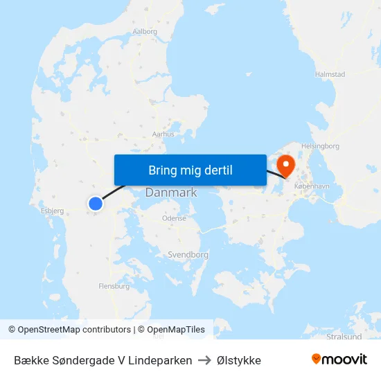 Bække Søndergade V Lindeparken to Ølstykke map