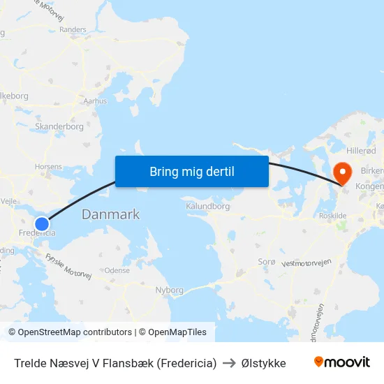 Trelde Næsvej V Flansbæk (Fredericia) to Ølstykke map
