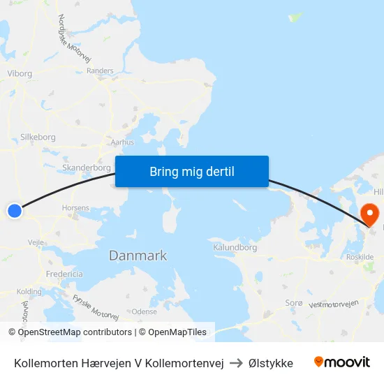 Kollemorten Hærvejen V Kollemortenvej to Ølstykke map