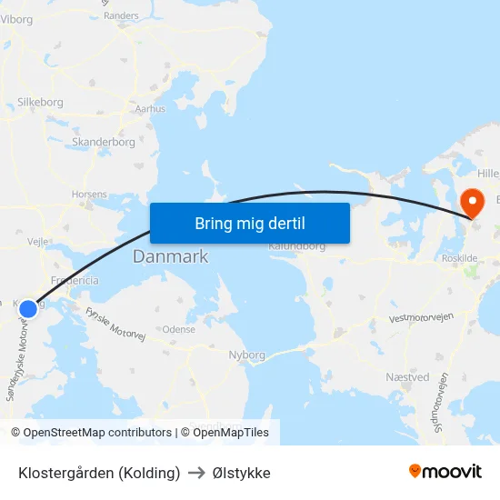Klostergården (Kolding) to Ølstykke map