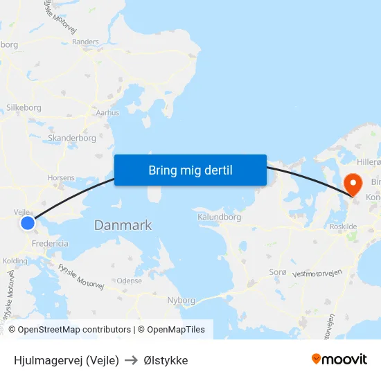 Hjulmagervej (Vejle) to Ølstykke map