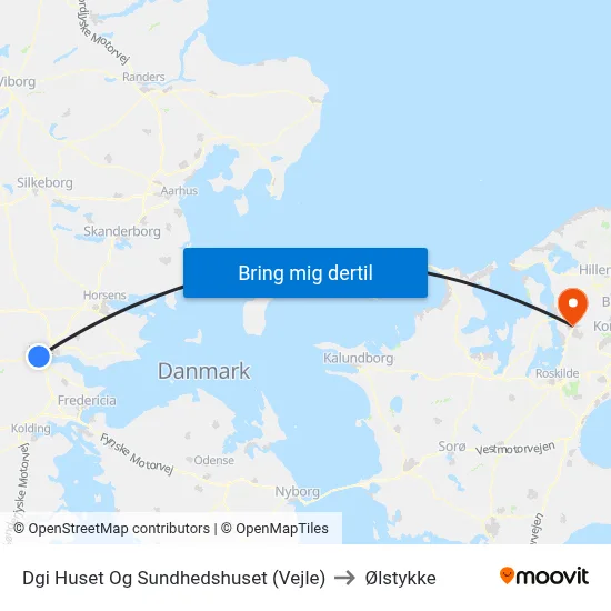 Dgi Huset Og Sundhedshuset (Vejle) to Ølstykke map